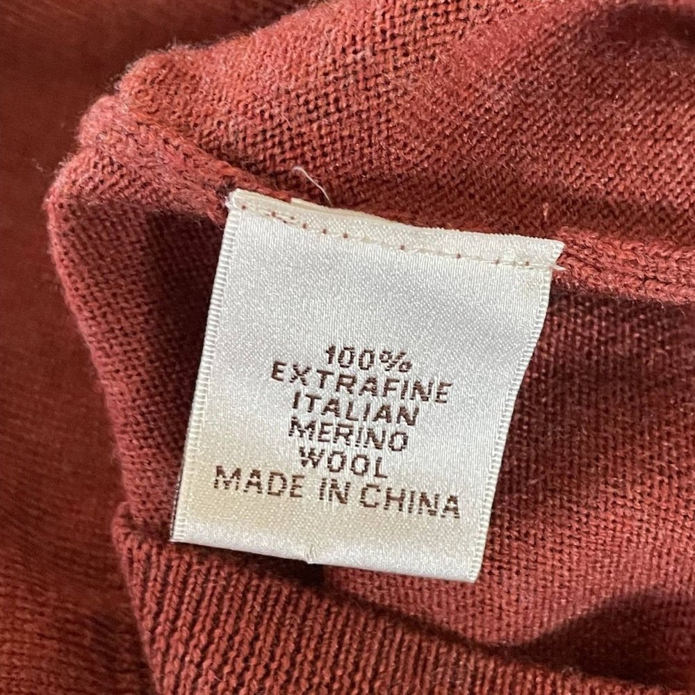 Peter Millar Merino Wool Quarter Zip Pullover Sweater Men L Orange-Red Mock Neck - Picture 11 of 11